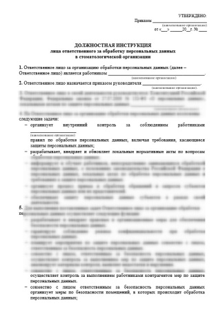 Комплект документов «Защита персональных данных в стоматологии»